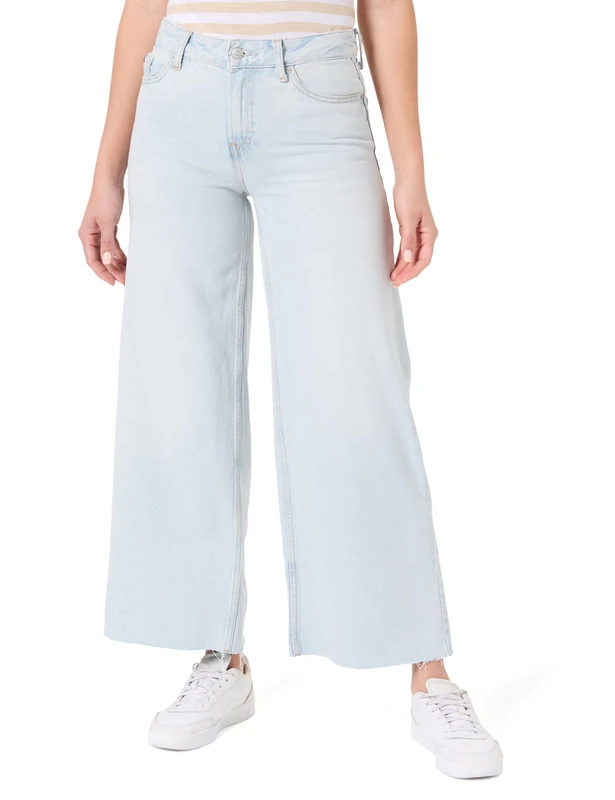 Tommy Hilfiger Women's Sky Mid Rise Wide Leg Jeans, White (Sky), 28W/26L