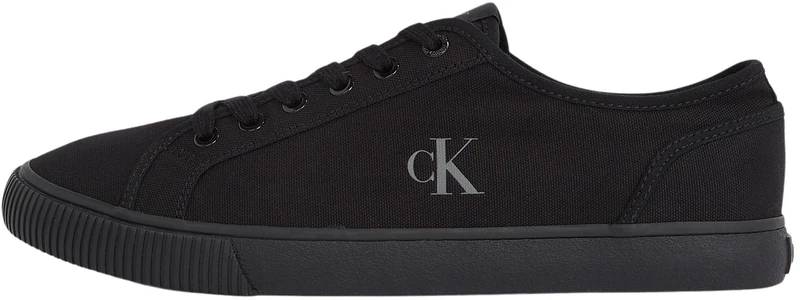Calvin Klein Men’s Low Top Canvas Vulcanised Trainers, Black (Triple Black), 12