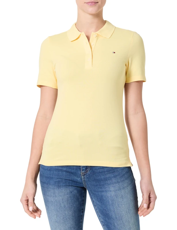 Tommy Hilfiger Women's Short Sleeve Slim Fit Polo Shirt, Yellow (Citronella), 3XL