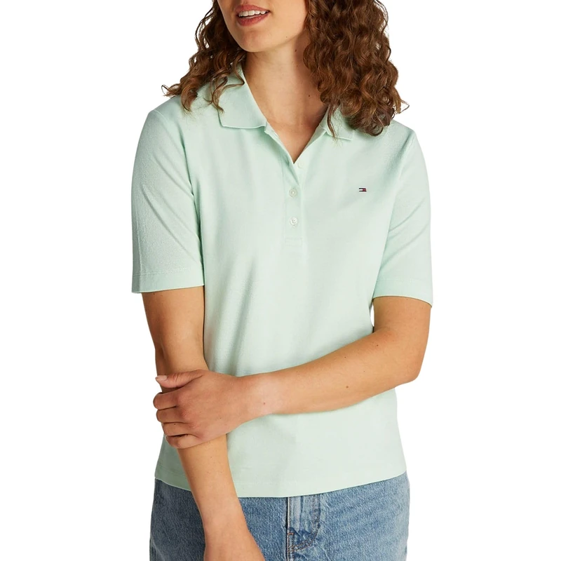 Tommy Hilfiger Women's Regular Fit Short Sleeve Polo Shirt, Green (Opal Green), M