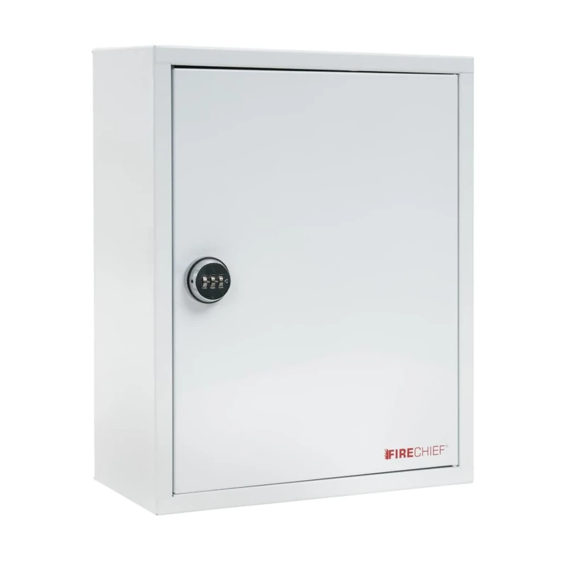 Firechief White Metal Document Cabinet with Combination Lock for A4 and A5 Documents - Fire Safety Document Holder - Perfect for Offices, Public Buildings, and Commercial Premises - FMDCC-WHITE Model