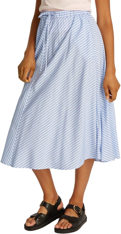 Tommy Hilfiger Women’s Crinkle Viscose Mix Midi Skirt, Multicolor (Multiple STP/Ivory Silk), 32W