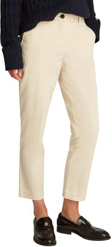 Tommy Hilfiger Women’s Stretch Slim Ankle Grazer Chinos, Off-White (Ivory Petal), 14