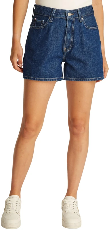 Tommy Hilfiger Women's High Waist Mini Ace Denim Shorts, Blue (Ace), 27W - Image 1