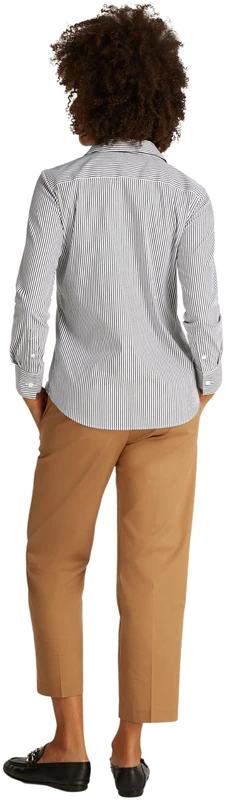 Tommy Hilfiger Women’s Regular Fit Poplin Shirt, Multicolor (Classic Ithaca/Dark Night Navy), 8