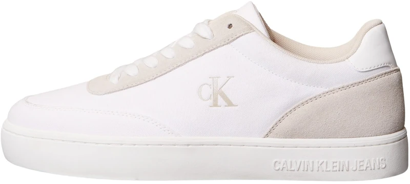 Calvin Klein Men’s Classic Canvas Low Top Cupsole Trainers, White (Bright White/Eggshell), 6