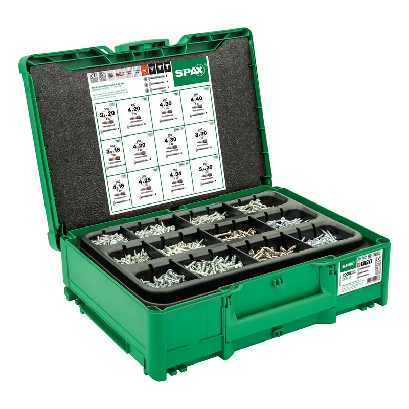 SPAX Box Systainer³ T-Loc for Furniture Making Screw Set with 2,900 Screws in 12 Dimensions, Includes 5 Bits T-Star Plus - 5000009172011