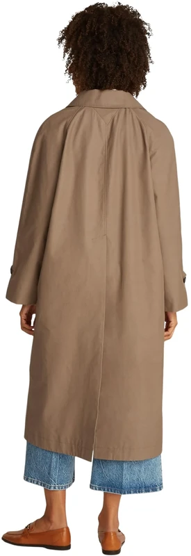 Tommy Hilfiger Women’s Cotton Nylon Water Repellent Trench Coat, Brown (Tundra Brown), M-L