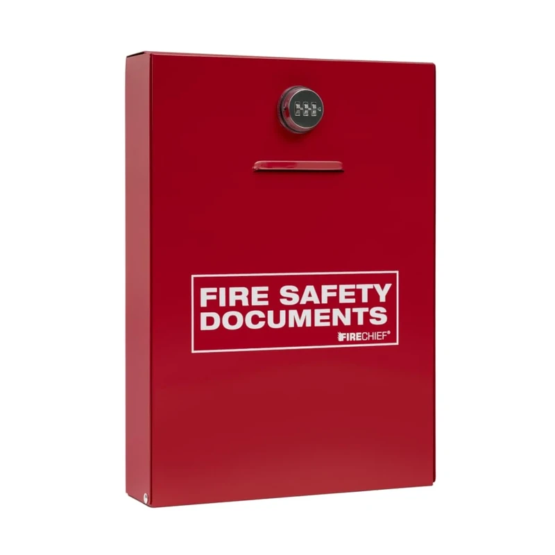 Firechief Slimline Red Metal Document Cabinet with Combination Lock for A4 and A5 Documents - Fire Safety Document Holder - Perfect for Offices, Public Buildings, and Commercial Premises - DHS3 Model