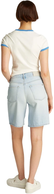 Tommy Hilfiger Women's High Waist Bermuda Denim Shorts, White (Sky), 27W