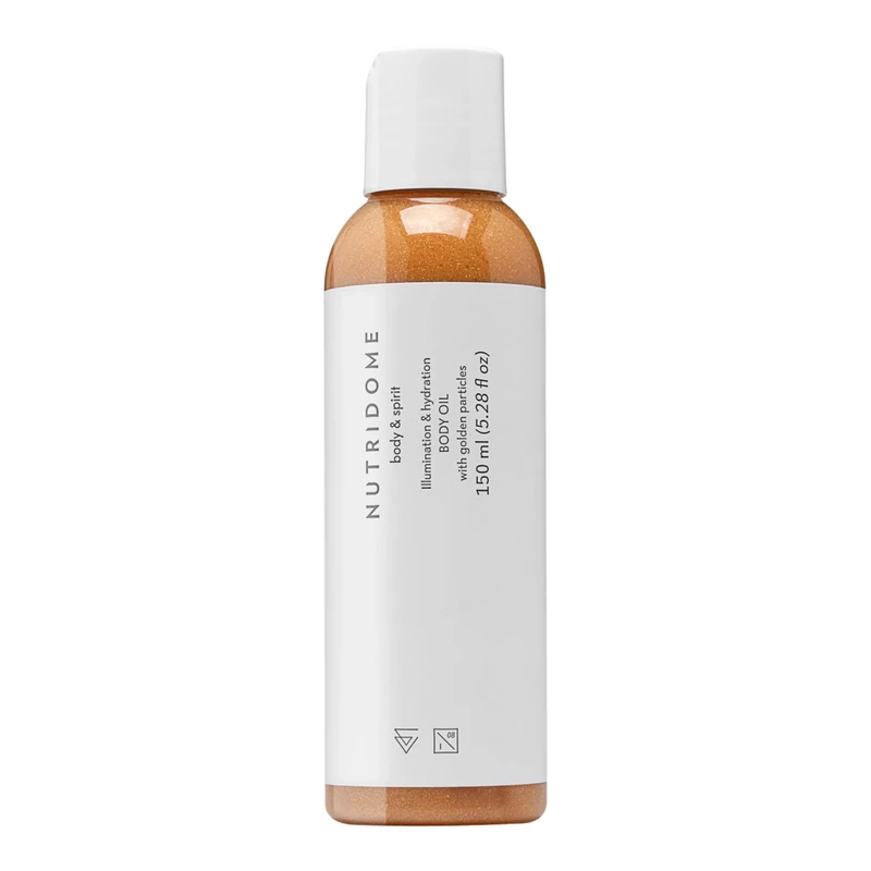 Nutridome Luminous Body Oil 150 ml - Macadamia, Argan, Sweet Almond, Jojoba, Shea Butter, Enhances Glow, Moisturises, Conceals Imperfections, Emphasises Tan, Ideal for Radiant Skin