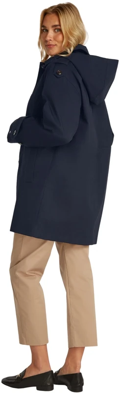 Tommy Hilfiger Women’s Cotton Nylon Hooded Trench Coat, Blue (Desert Sky), 14