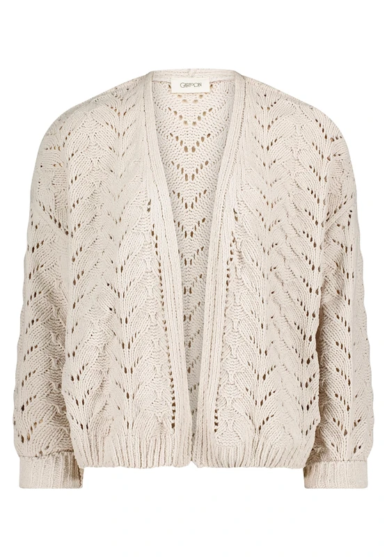 Cartoon Women's Knitted Cardigan with Ribbed Cuffs, White, 10