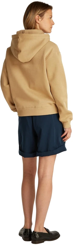 Tommy Hilfiger Women’s Logo Hoodie, Beige (Safari Canvas), L