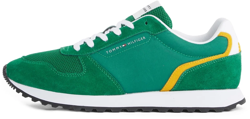 Tommy Hilfiger Men’s New EVA Summer Nylon Pop Suede Runner Trainers, Green (Nouveau Green), 8