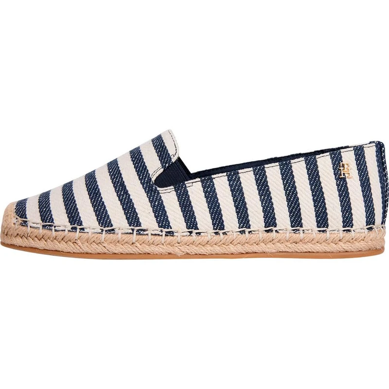 Tommy Hilfiger Women's Nautical Stripe Espadrilles with Logo, Multicolor (Space Blue Itacha Stripes), 6.5