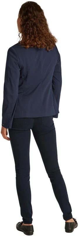 Tommy Hilfiger Women’s Knitted Pique Slim Single Button Blazer, Blue (Dark Night Navy), 14