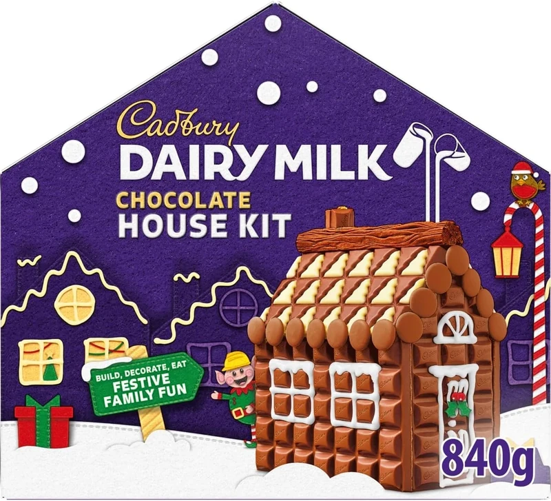 Cadbury Dairy Milk Christmas Chocolate House Kit, Selection of Dairy Milk Chocolates, Perfect Christmas Activity, Festive Milk Chocolate Gift Set, 840 g (Pack of 1)