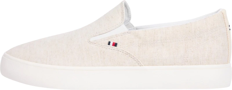 Tommy Hilfiger Men’s Slip-On Vulcanised Trainers, White (Ecru), 10