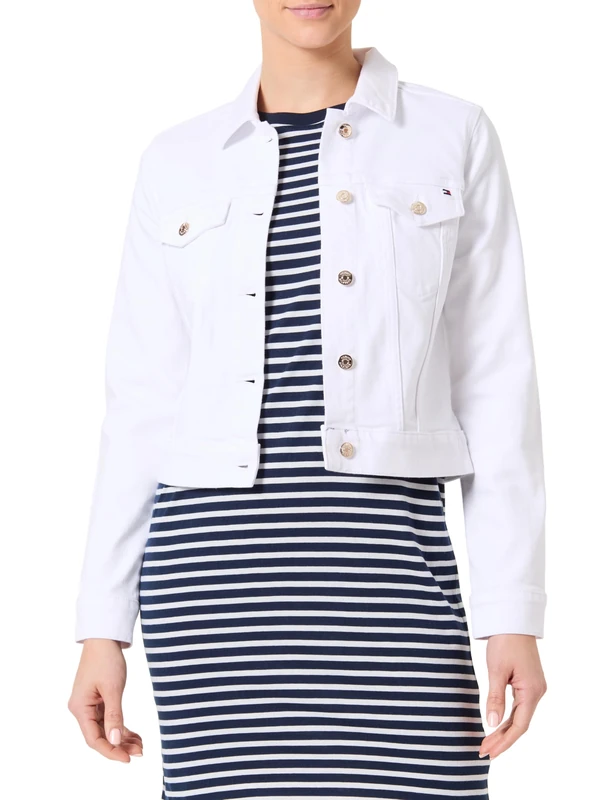 Tommy Hilfiger Women’s Slim Fit Denim Jacket, White (Th Optic White), 8