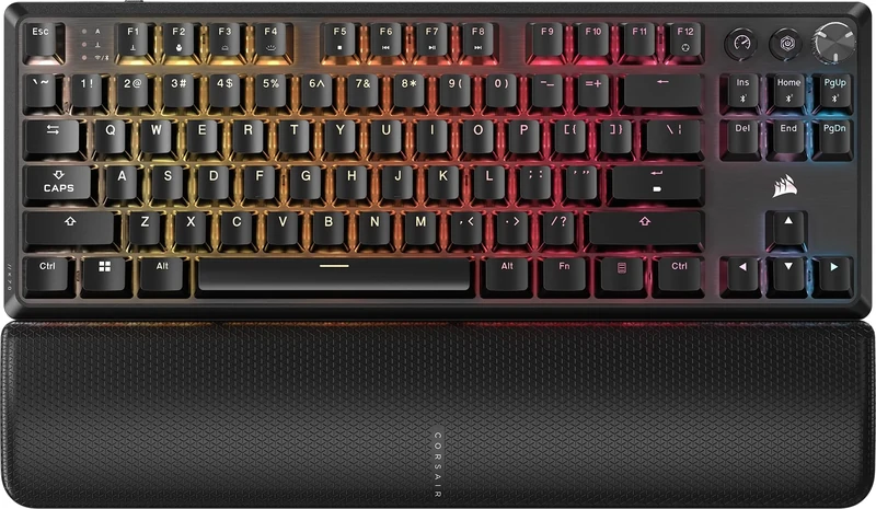 Corsair K70 CORE TKL WIRELESS RGB Tenkeyless Mechanical Gaming Keyboard – Pre-Lubricated MLX Red v2-Linear Switches – Noise Reduction – ABS Double-Shot Keycaps – QWERTY NA – Black