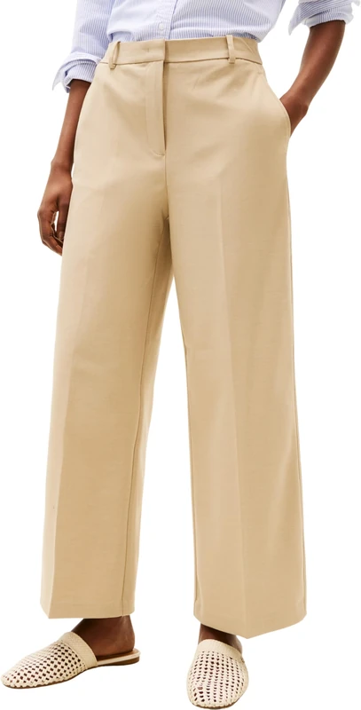 Tommy Hilfiger Women’s Wide Leg Cropped Trousers, Beige (Beige), 38W