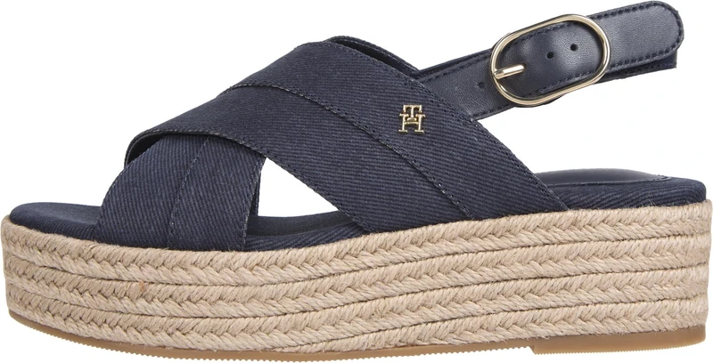 Tommy Hilfiger Women’s Denim Wedge Espadrilles, Blue (Space Blue), 6