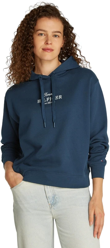 Tommy Hilfiger Women’s Regular Fit Cotton Hoodie, Blue (Dark Night Navy), L