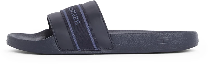 Tommy Hilfiger Women’s Elegant Pool Slides with Woven Detail, Blue (Space Blue), 3.5