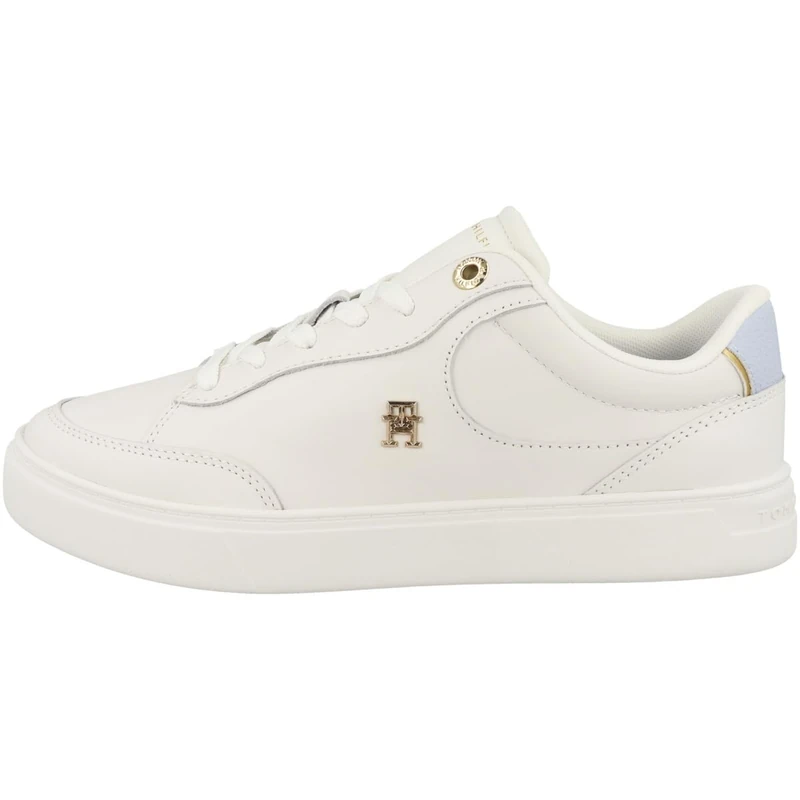 Tommy Hilfiger Women's Essential Chic Leather Court Trainers, Multicolor (Ecru/Breezy Blue), 6.5 - Image 1