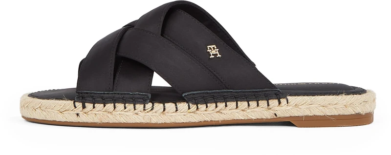 Tommy Hilfiger Women’s Satin Espadrille Mules, Black (Black), 6