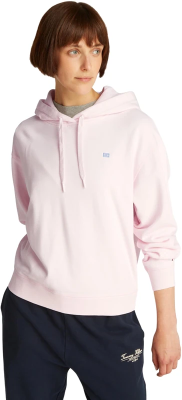 Tommy Hilfiger Women’s Contrast Flag Regular Fit Hoodie, Pink (Light Pink), M