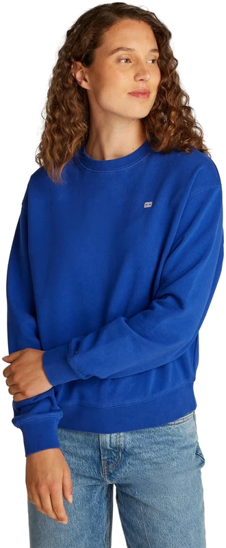 Tommy Hilfiger Women’s Contrast Flag Regular Fit Sweatshirt, Blue (Noble Blue), XXS