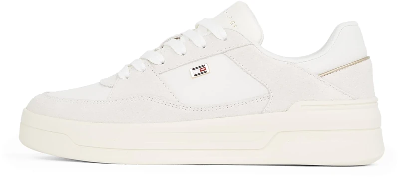 Tommy Hilfiger Women's Essential Basket Low Top Court Trainers, White (Ecru), 6