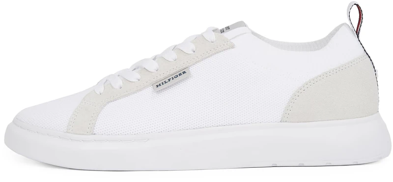 Tommy Hilfiger Men’s Elegant Light Knit Seasonal Vulcanised Trainers, White (White), 6.5
