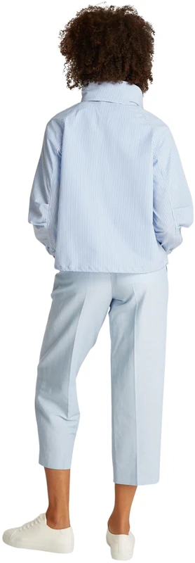 Tommy Hilfiger Women’s Seersucker Windbreaker with Stand Collar, Multicolor (Classic Ithaca/Breezy Blue), M