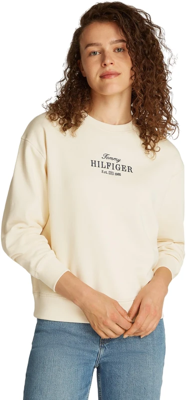 Tommy Hilfiger Women’s Regular Cotton Sweatshirt, Beige (Calico), L