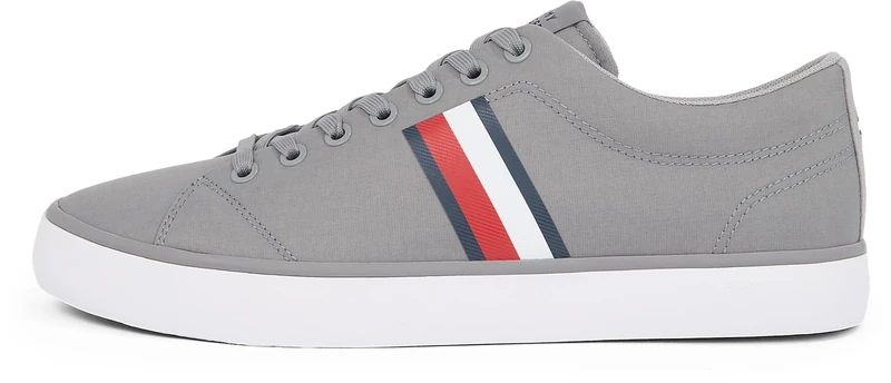 Tommy Hilfiger Men’s Core Stripes Mesh Low Top Vulcanised Trainers, Grey (Universal Grey), 6.5