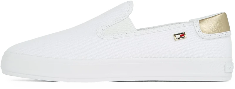 Tommy Hilfiger Women’s Canvas Slip-On Vulcanised Trainers, White (White), 4