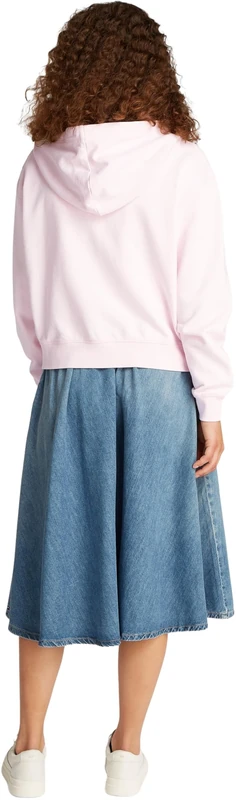 Tommy Hilfiger Women’s Script Zip Sweatshirt with Hood, Pink (Light Pink), XXL
