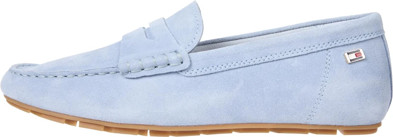 Tommy Hilfiger Women’s Elegant Flag Soft Suede Loafers, Blue (Breezy Blue), 4