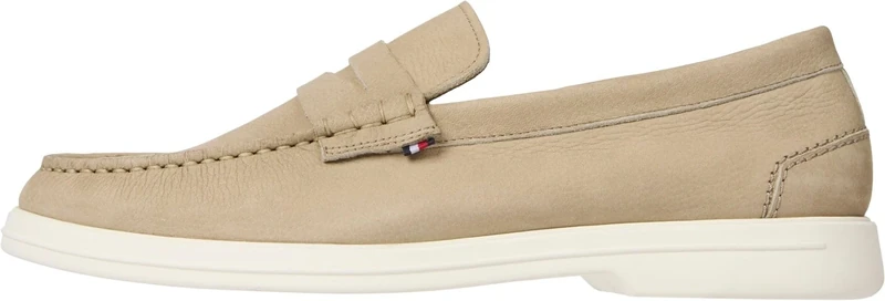 Tommy Hilfiger Men’s Nubuck Leather Loafers, Beige (Beige), 10.5