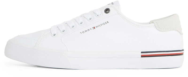 Tommy Hilfiger Men’s Core Corporate Canvas Low Top Vulcanised Trainers, White (White), 10