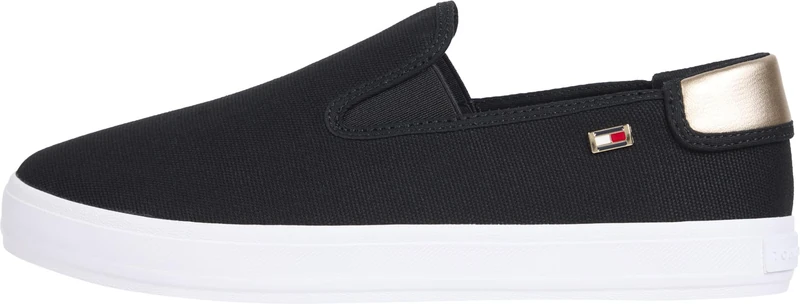 Tommy Hilfiger Women’s Canvas Slip-On Vulcanised Trainers, Black (Black), 6