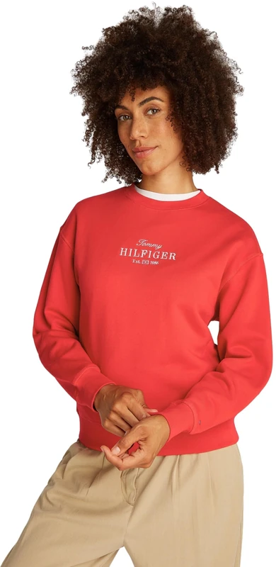 Tommy Hilfiger Women’s Regular Cotton Sweatshirt, Red (Primary Red), M