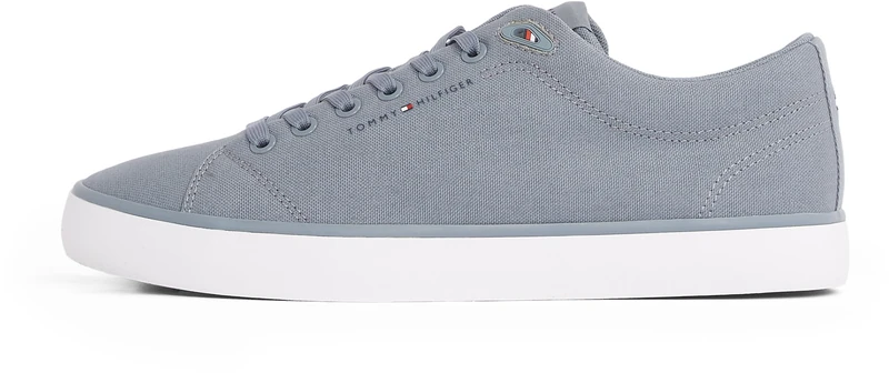 Tommy Hilfiger Men’s Core Canvas Low Top Vulcanised Trainers, Grey (Overcast Grey), 6.5