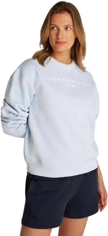 Tommy Hilfiger Women's Sweatshirt without Hood, Blue (Breezy Blue), XS