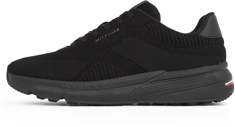 Tommy Hilfiger Men’s Sporty Lightweight Knit Low Profile Trainers, Black (Black), 9