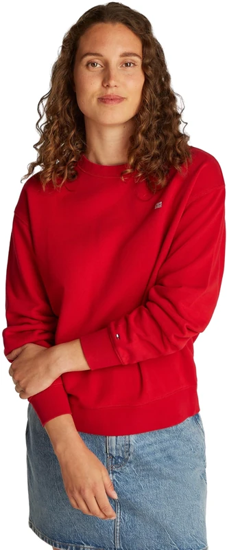Tommy Hilfiger Women’s Contrast Flag Regular Fit Sweatshirt, Red (Primary Red), 3XL