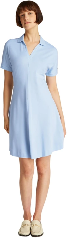 Tommy Hilfiger Women's Lyocell Fit & Flare Polo Dress, Blue (Breezy Blue), XS